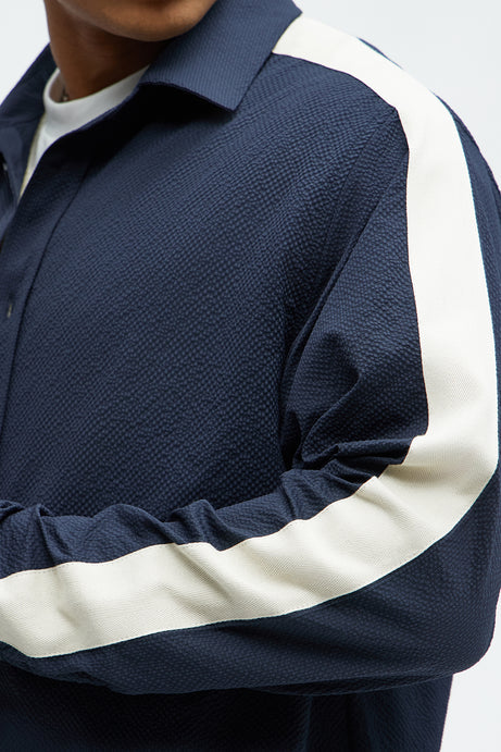 Harington jacket with side strip in blue