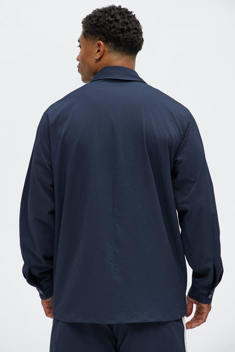 Harington jacket with side strip in blue