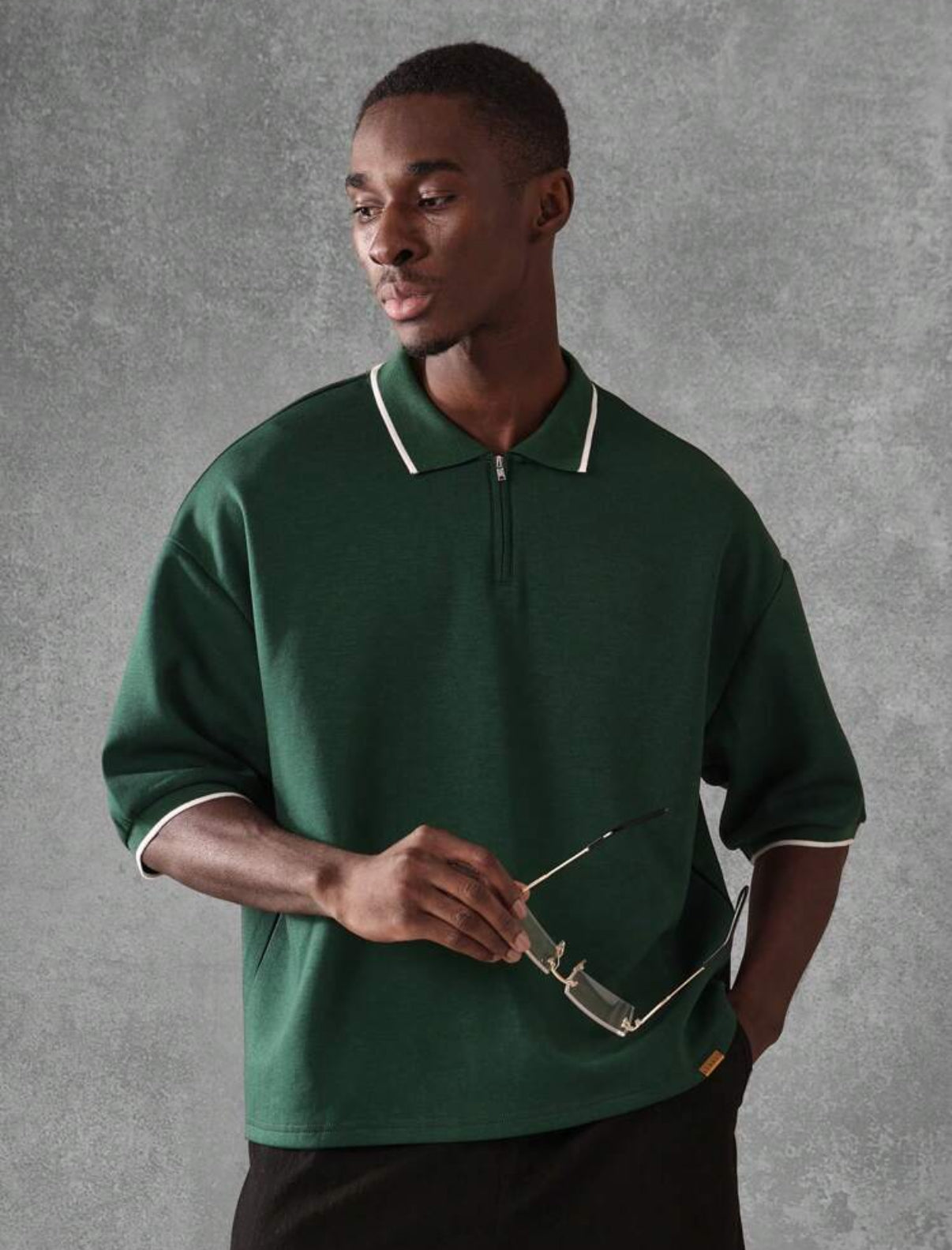 Oversized polo shirt in green