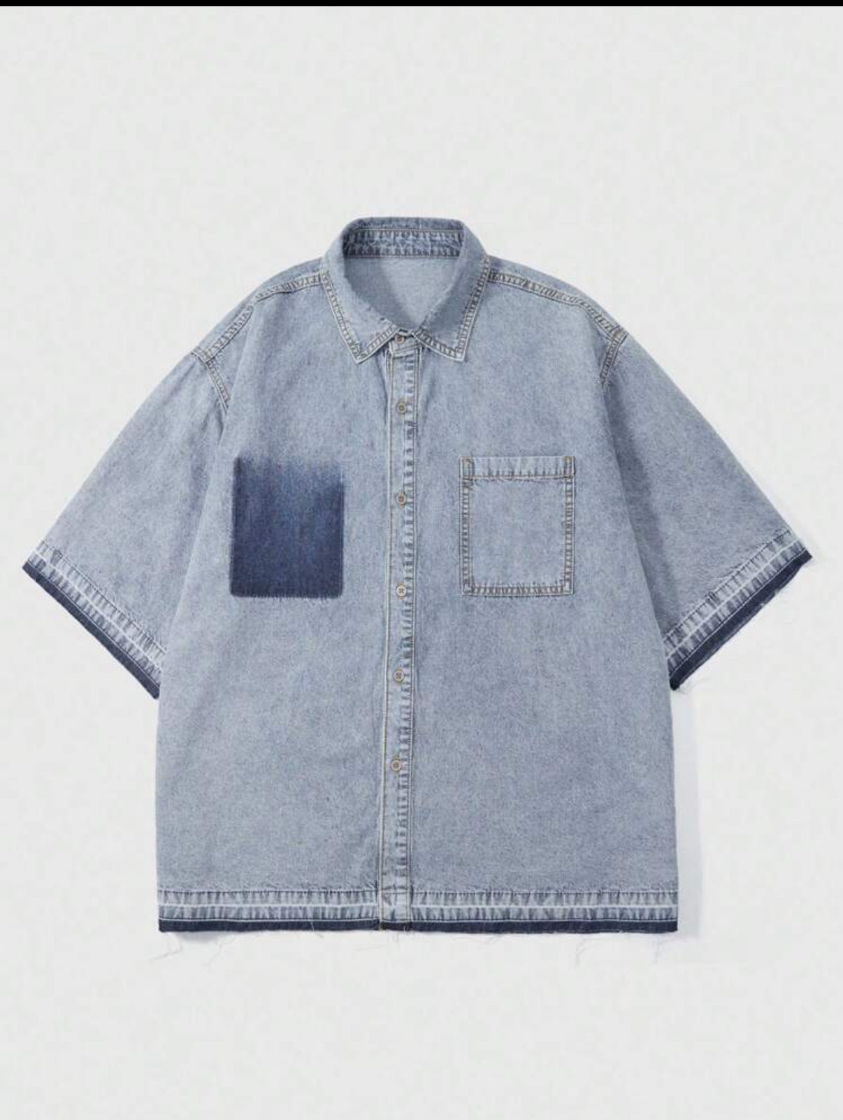 Boxy denim Shirt in faded blue
