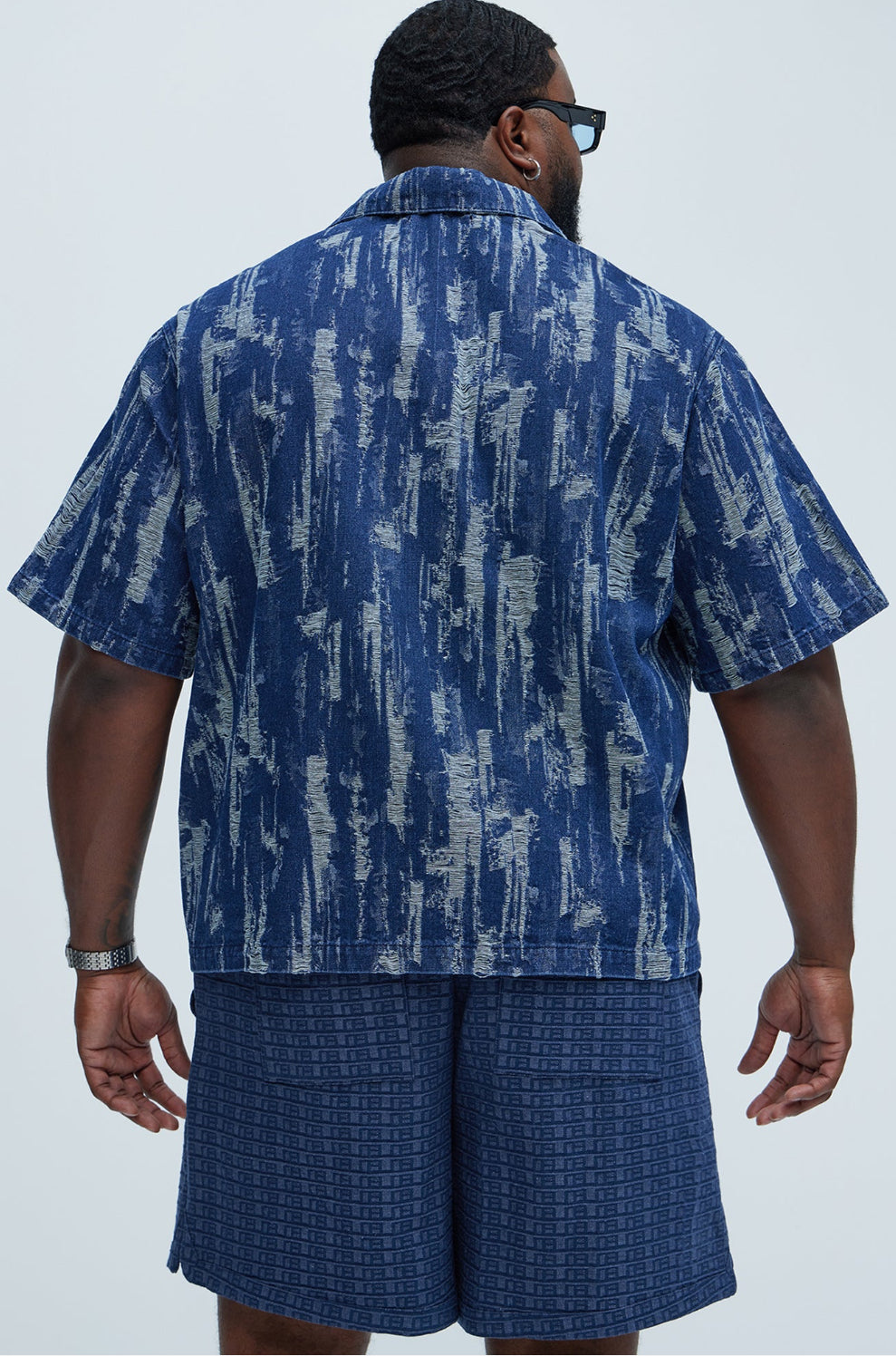 Jacquard Denim Shirt in Blue