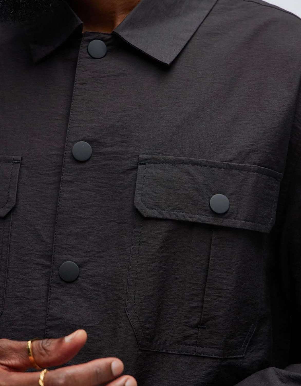 Max Pocketed Overshirt in Black