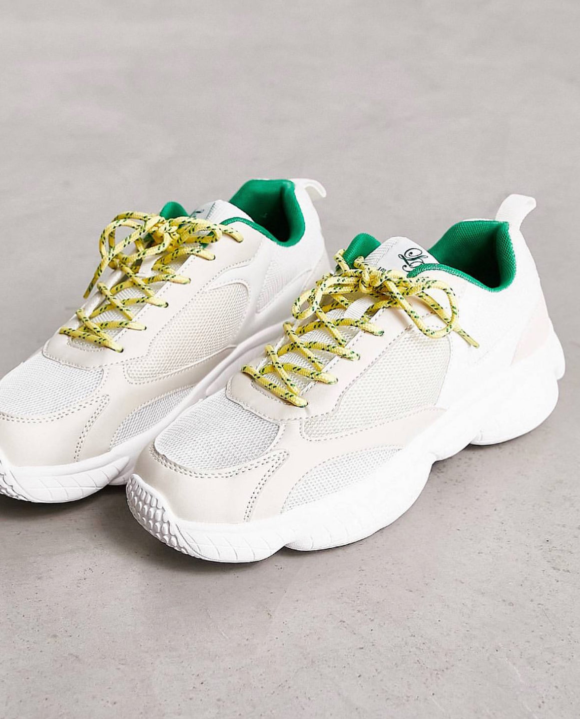 Chunky Trainers in Beige & White