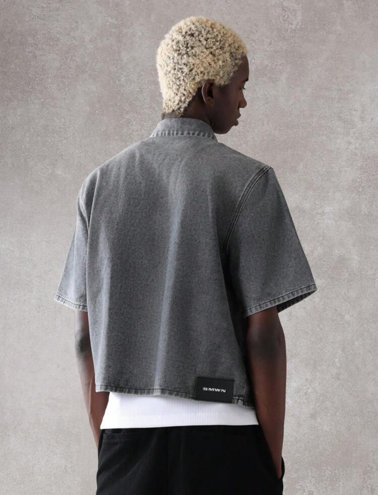 Boxy fit denim shirt in grey
