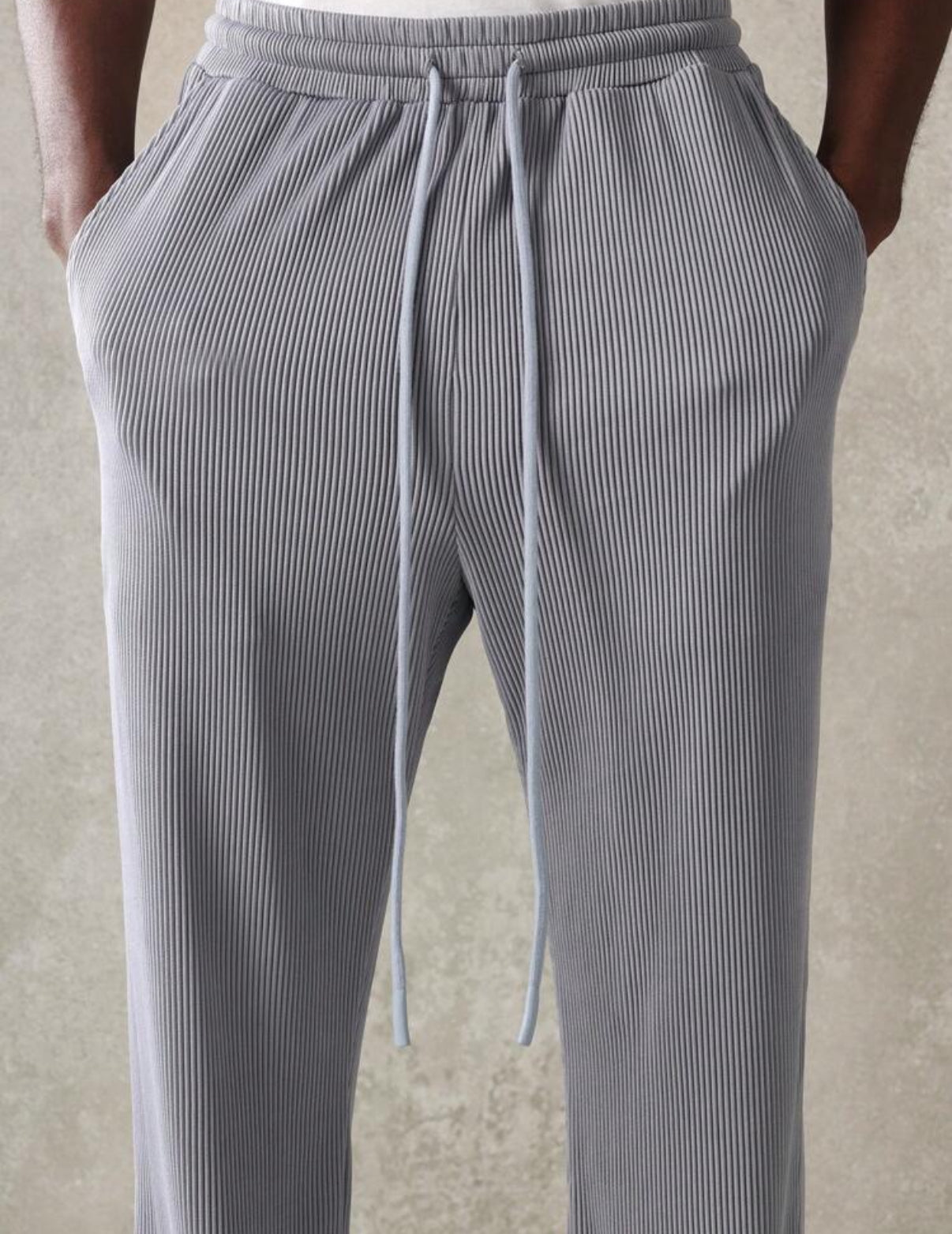 Plisse Shirt and Pants 2 Piece in Grey