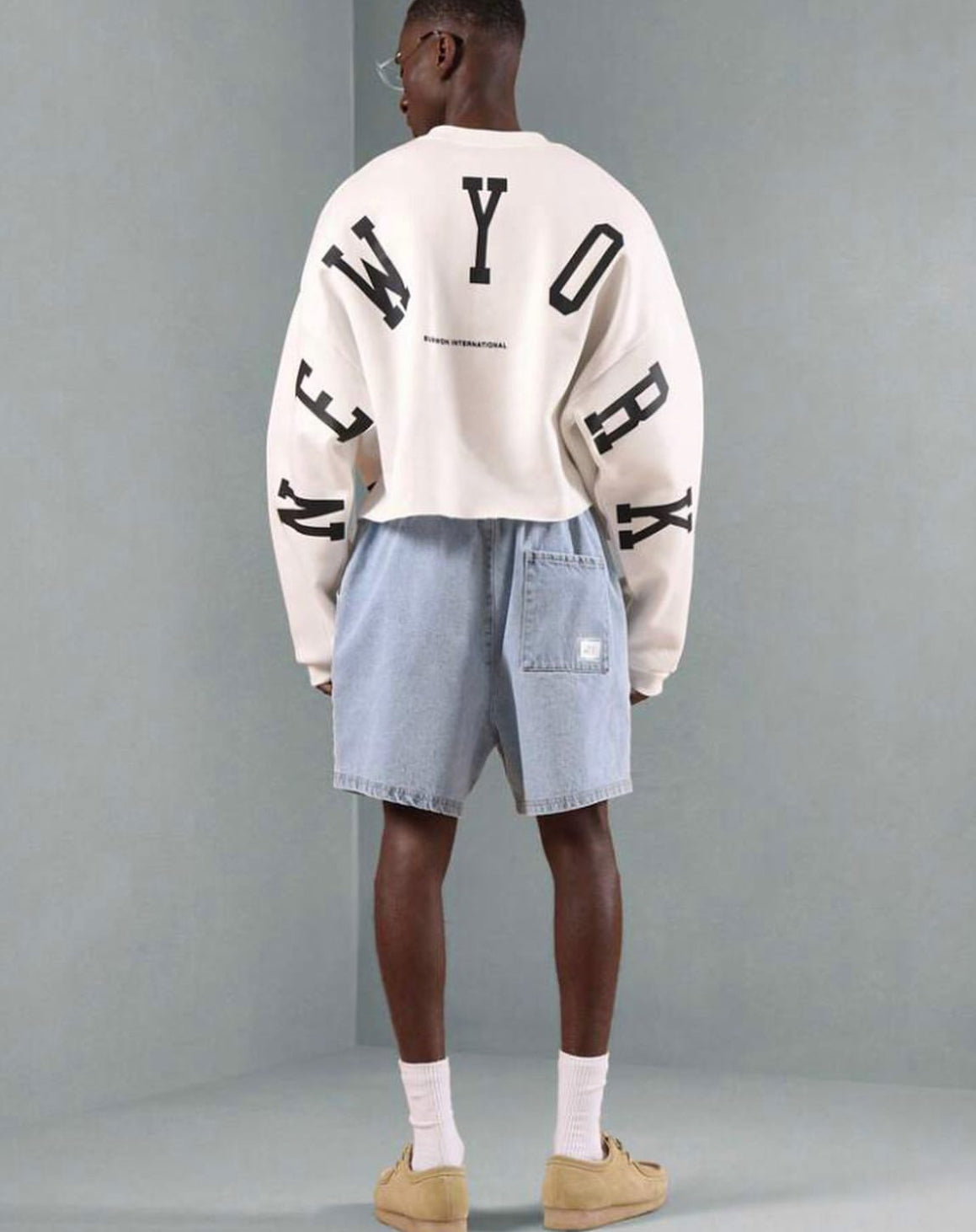 Crop Sweatshirt with Back New York Print