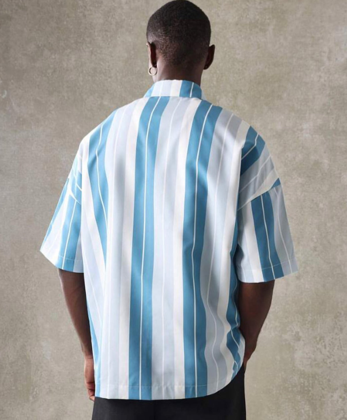 Striped Boxy Shirt in Blue