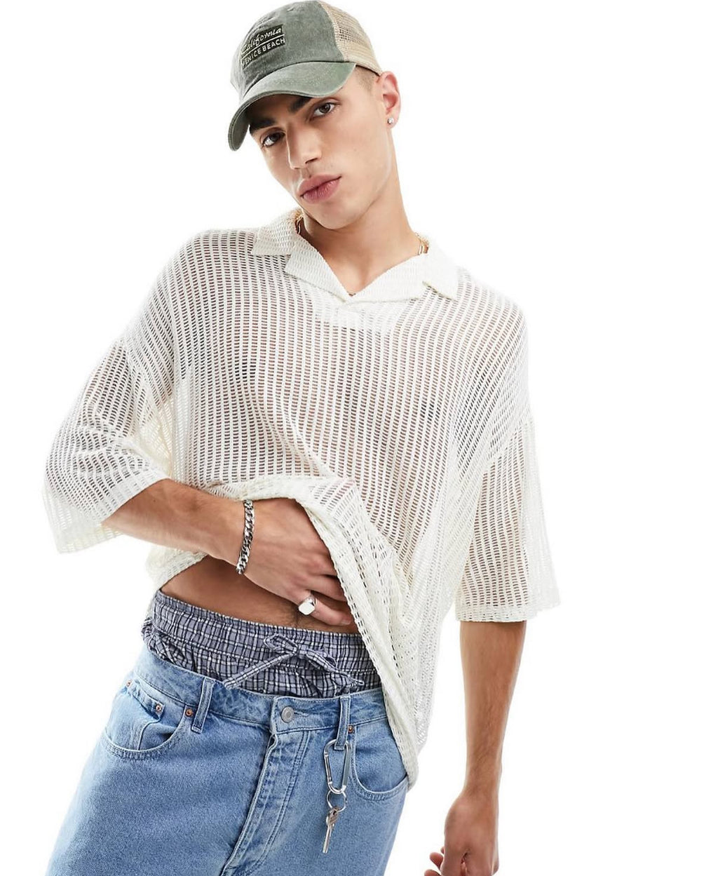 Open Knitted Shirt in White