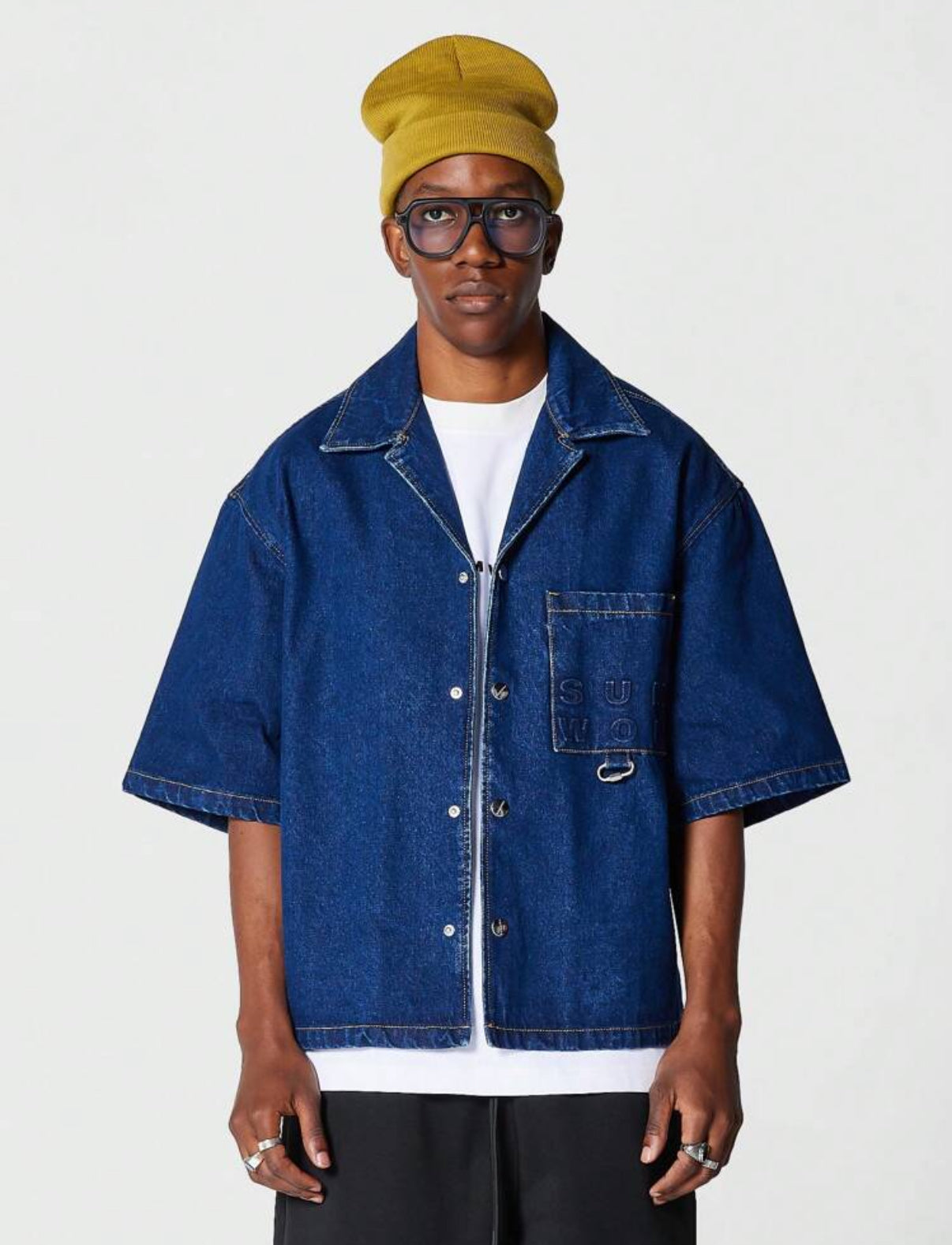 Denim revere shirt in blue