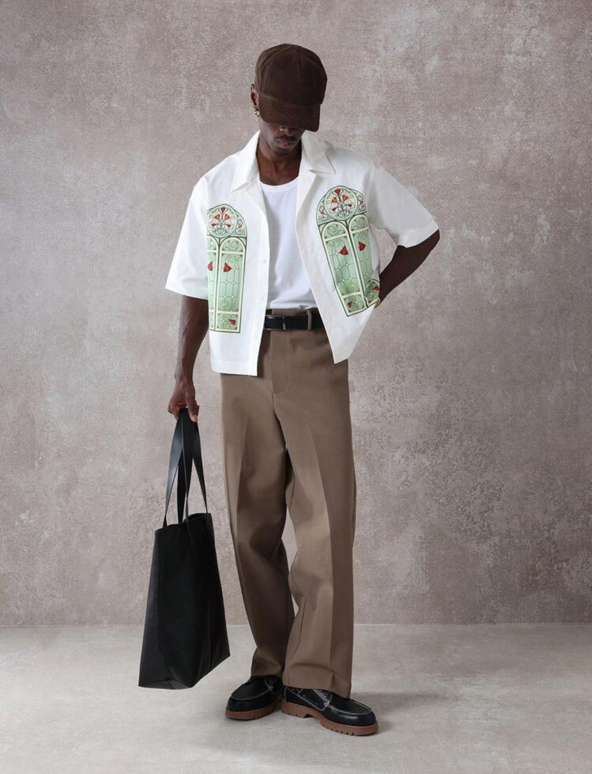 Sumwon premium boxy fit shirt with church window print in white