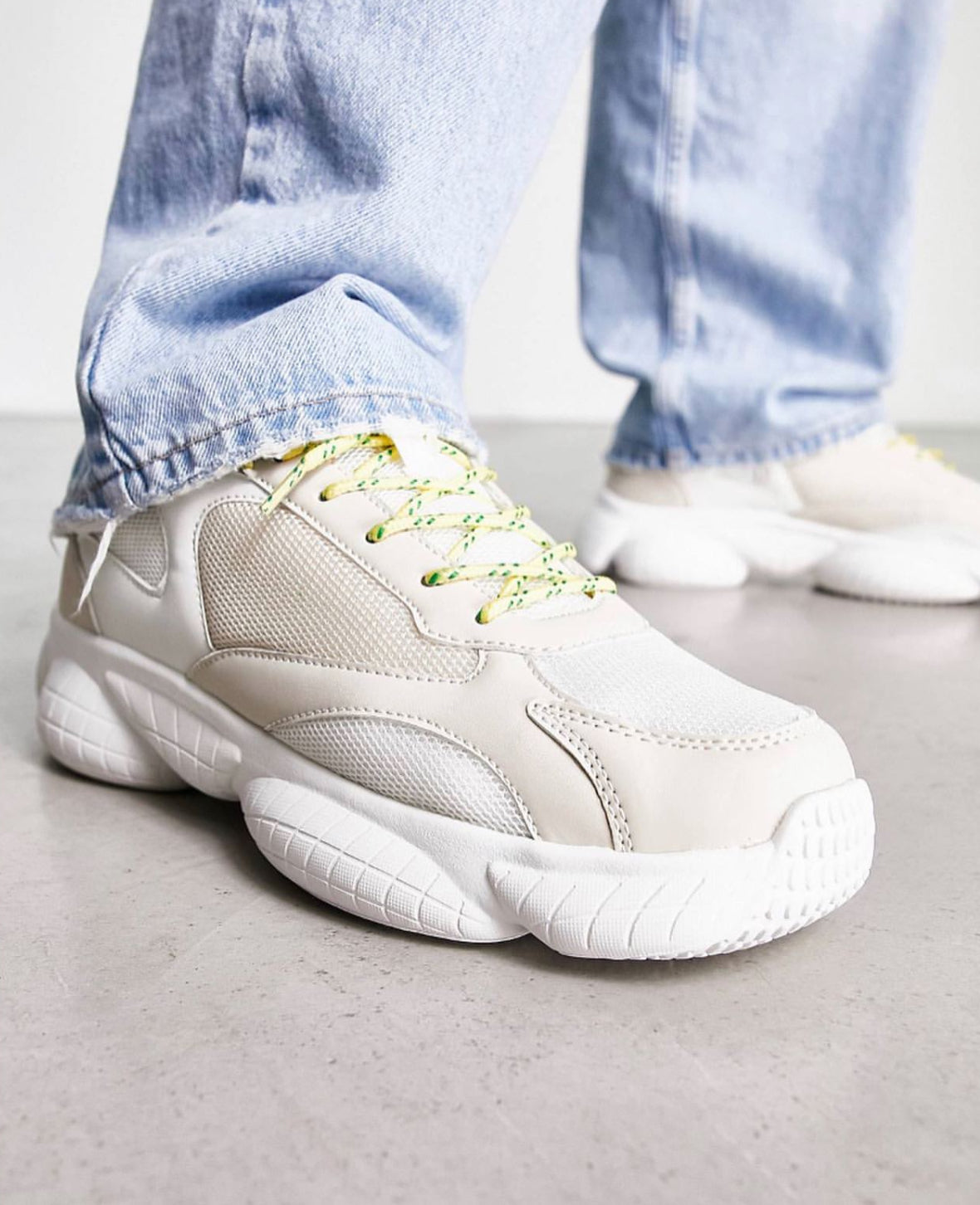 Chunky Trainers in Beige & White