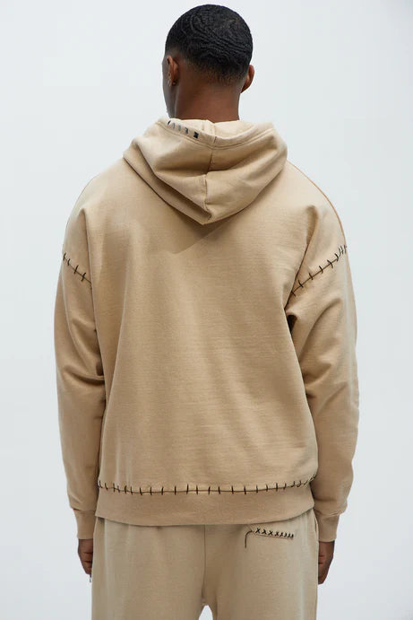 Hoodie with thread detail in beige