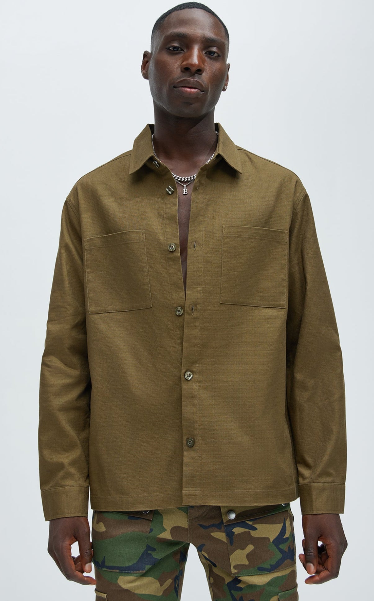 Overshirt with pockets in khaki