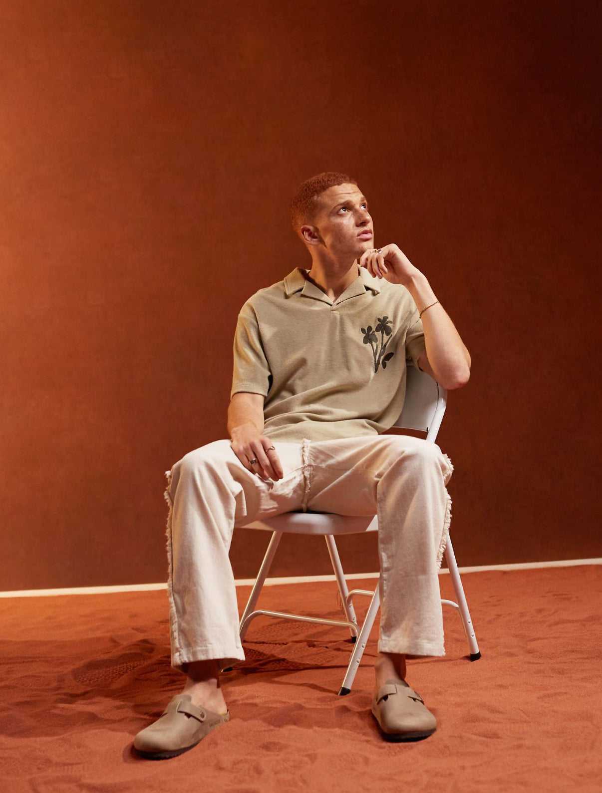 Polo Shirt in Towelling Beige