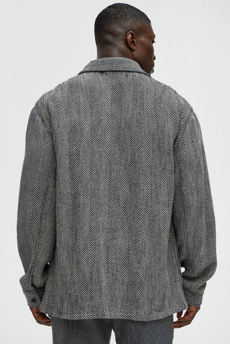 Twill button up overshirt in grey