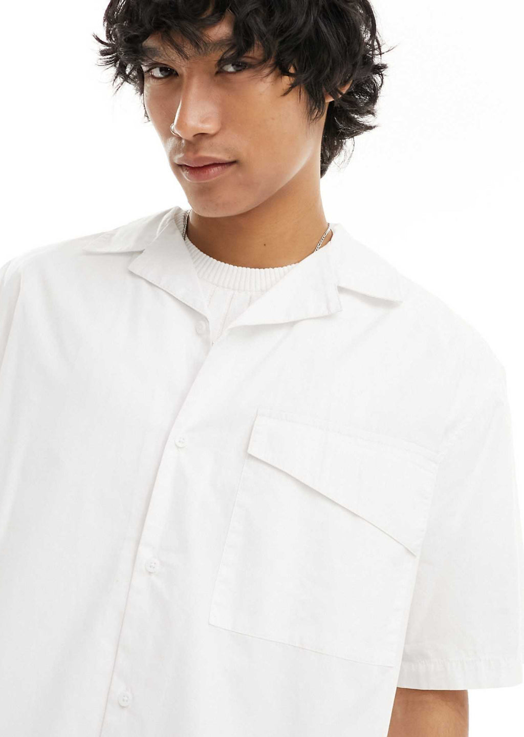 Oversized Revere Collar Shirt in White