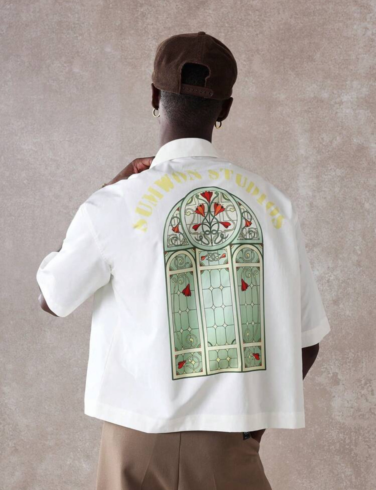 Sumwon premium boxy fit shirt with church window print in white