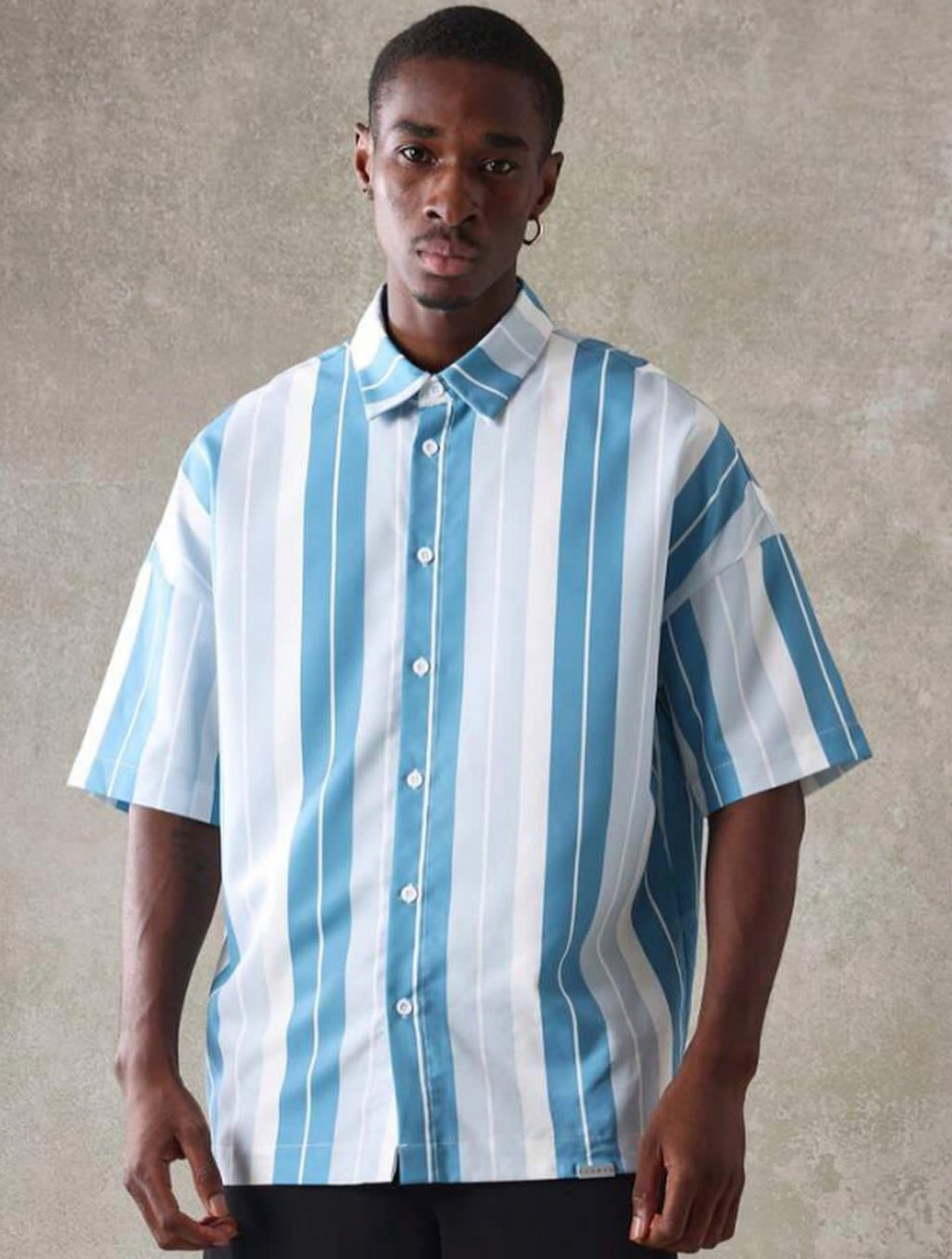 Striped Boxy Shirt in Blue