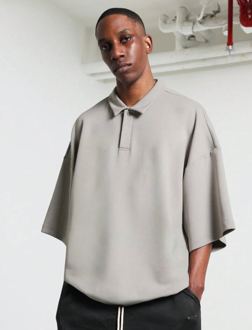 Oversized Polo Bollon Shirt in Grey