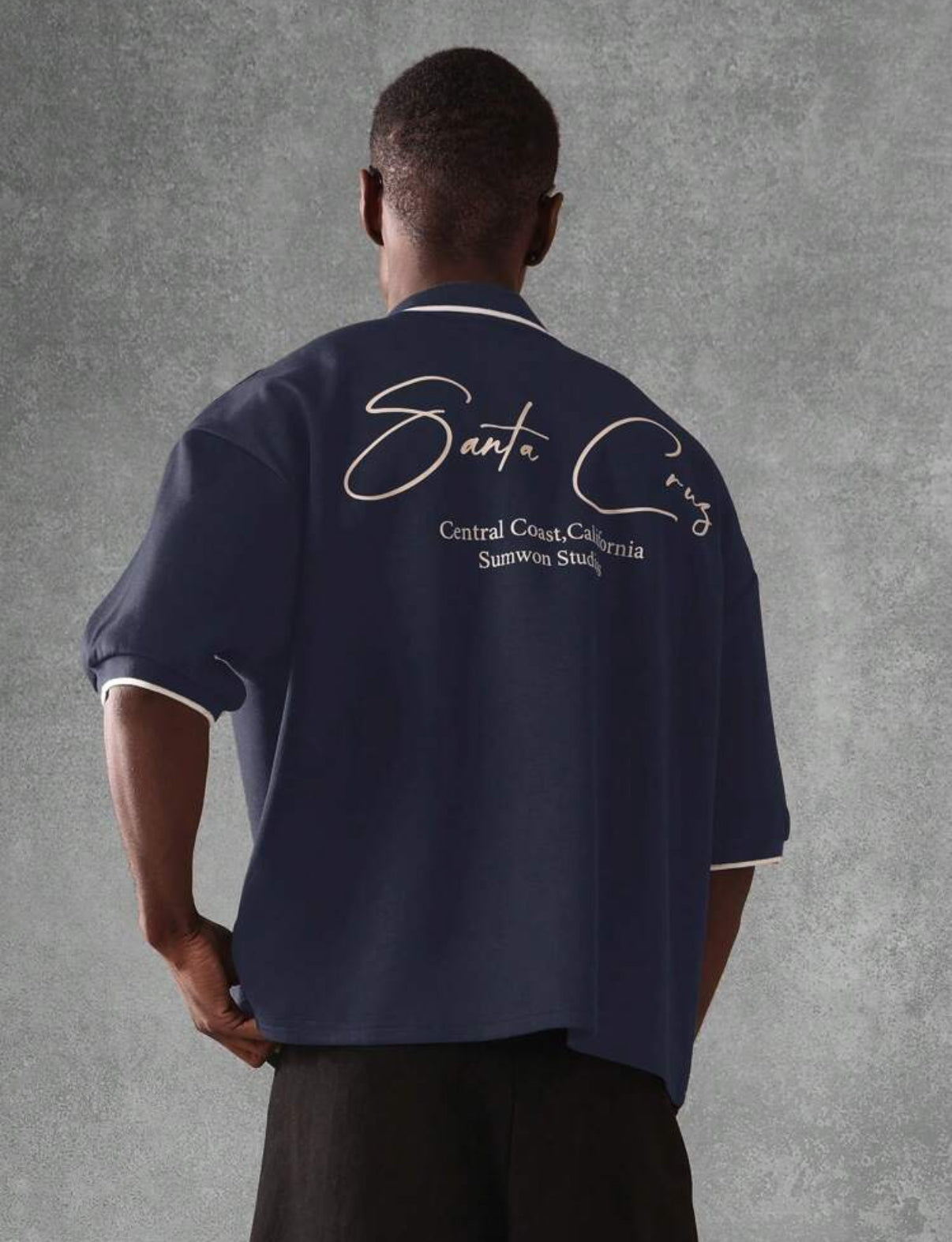 Oversized polo shirt in navy
