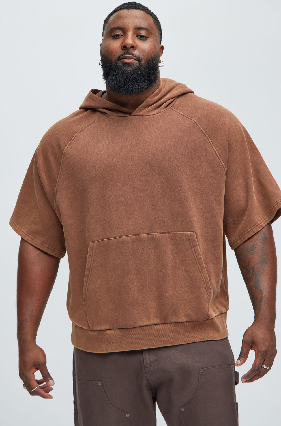 Short Sleeve Hoodie in Rust