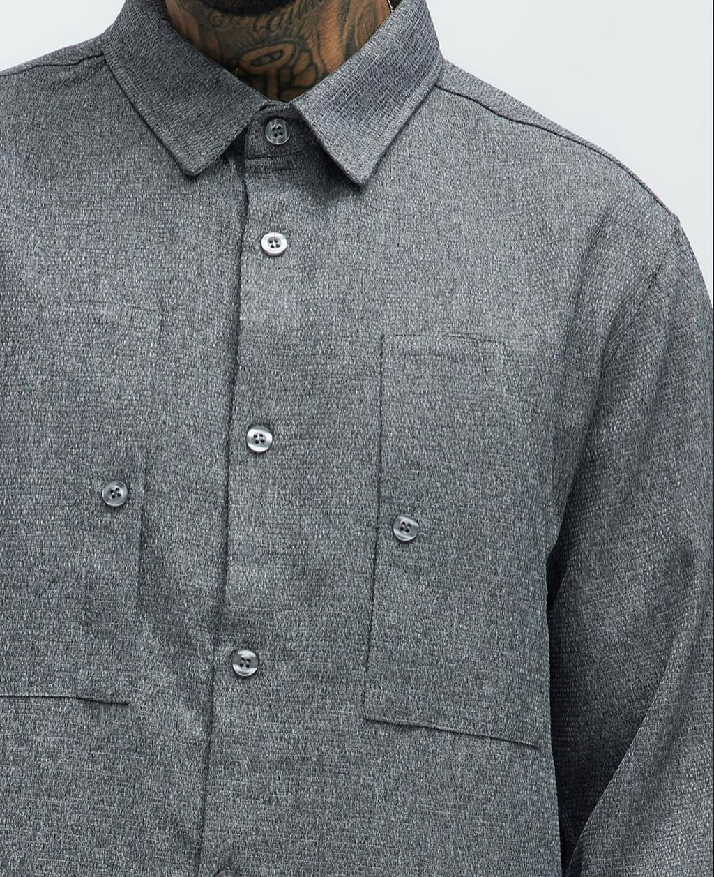 Overshirt with Pocket in Grey