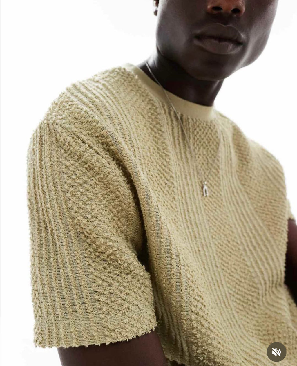 Textured T-shirt in Beige