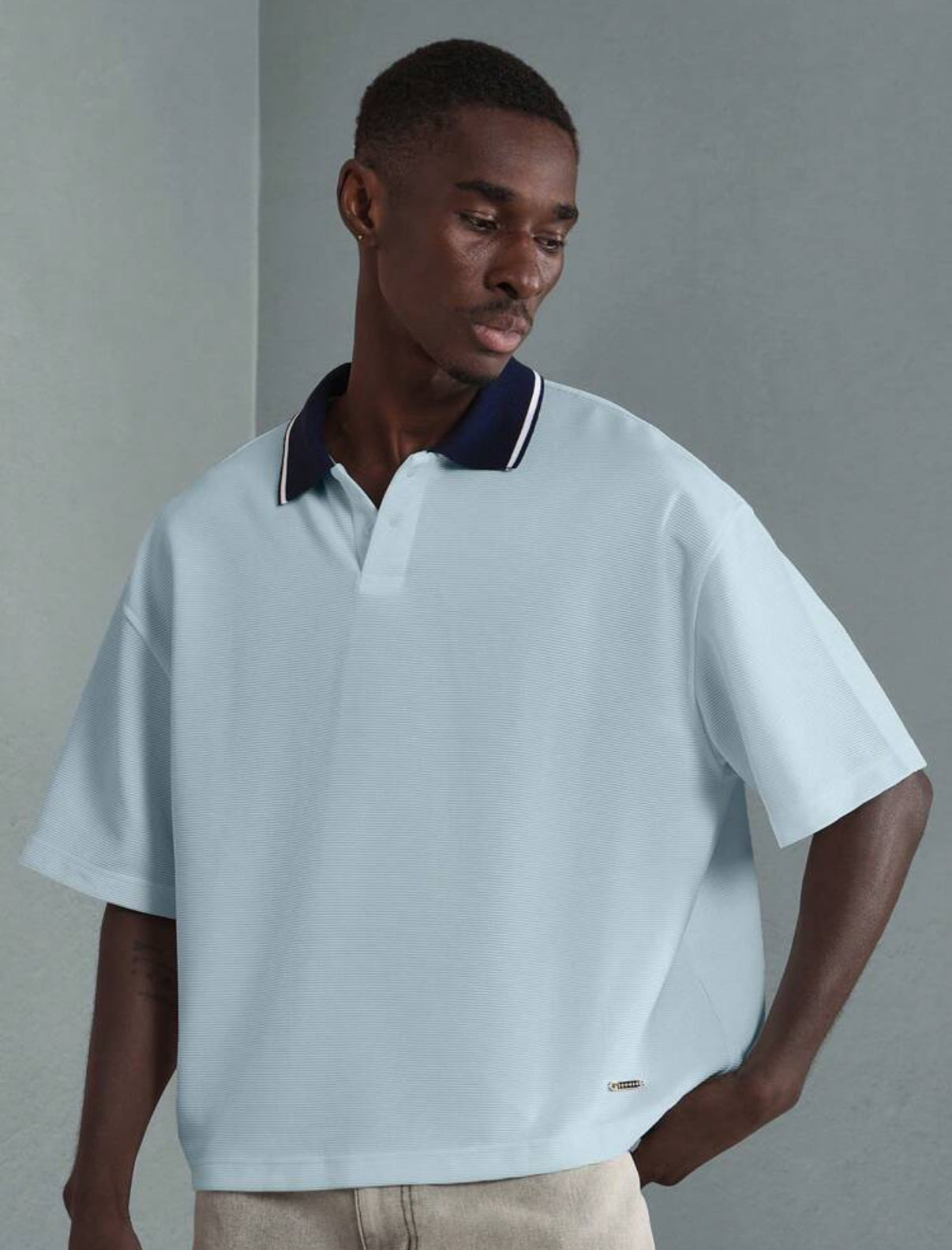 Oversized polo shirt in Blue