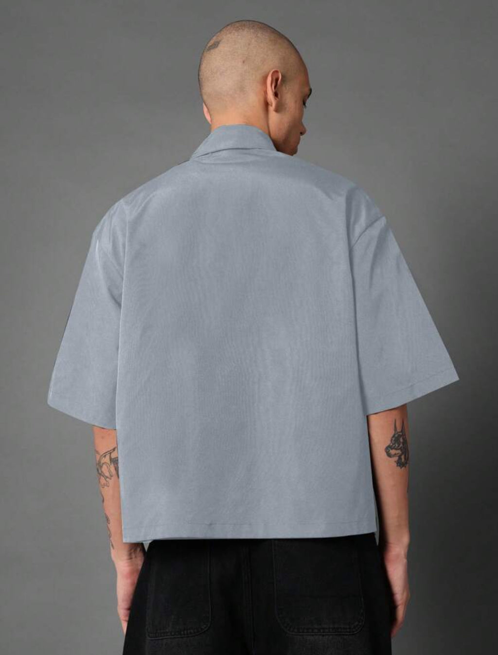 Boxy shirt with church window print in Grey