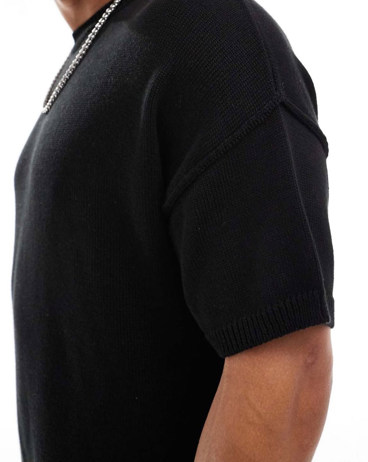 Knitted T-Shirt in Black