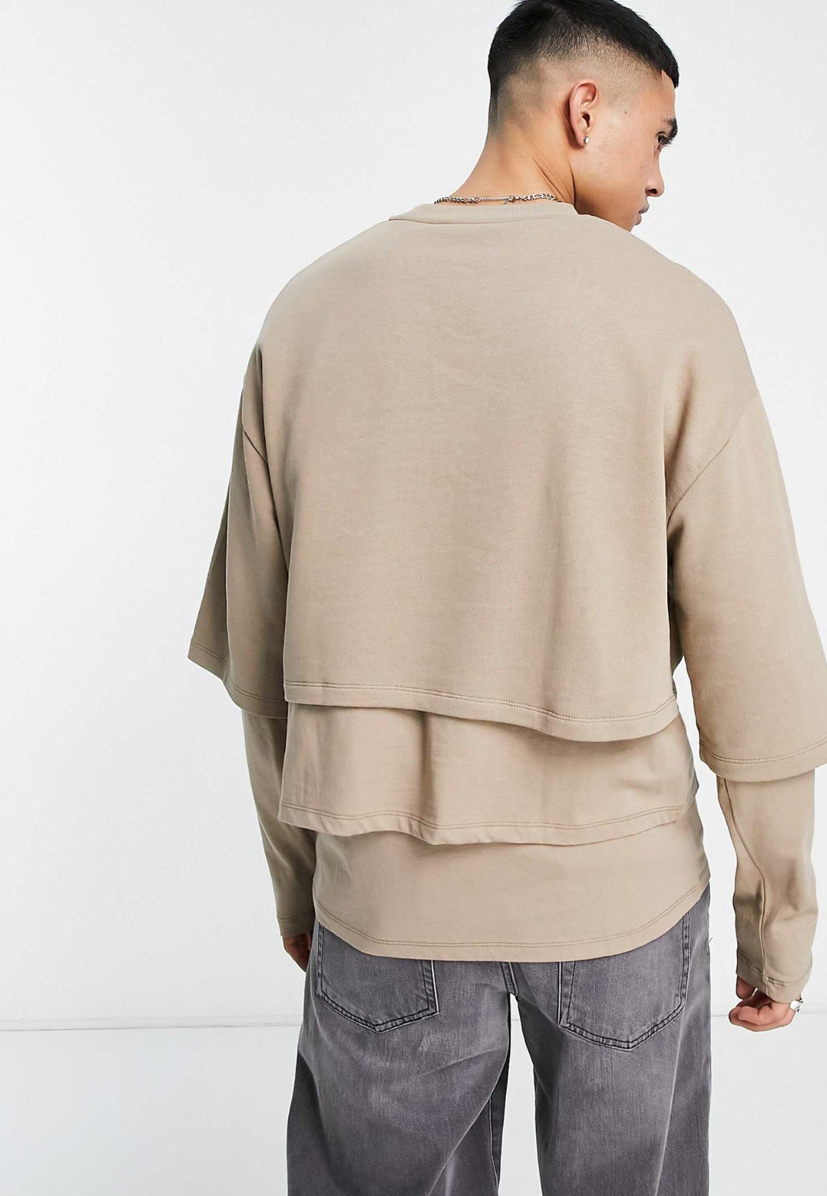 Layered Sweatshirt in Beige