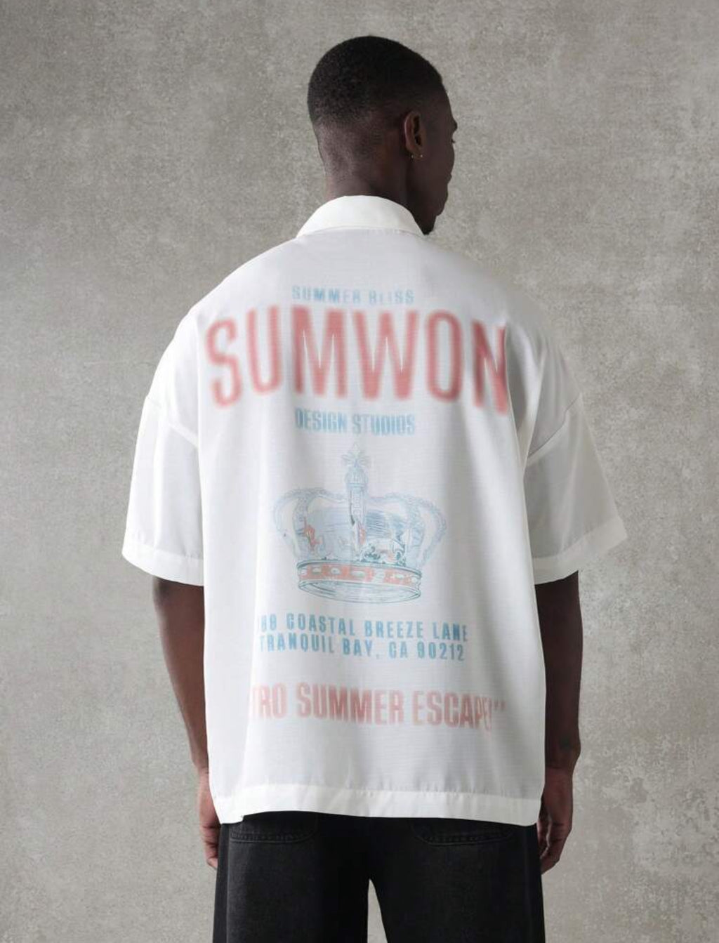 Oversized Shirt with Sumwon Prints in White