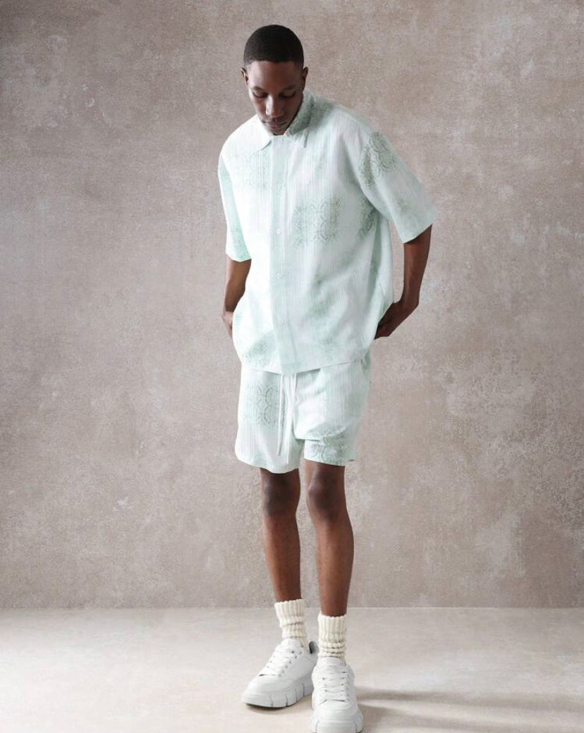 Summer Shirt and Shorts 2 Piece Set in Light Green