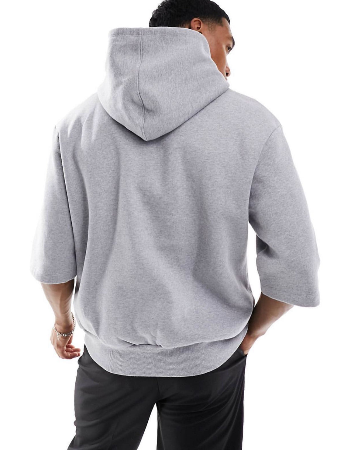 Short Sleeve Hoodie in Grey