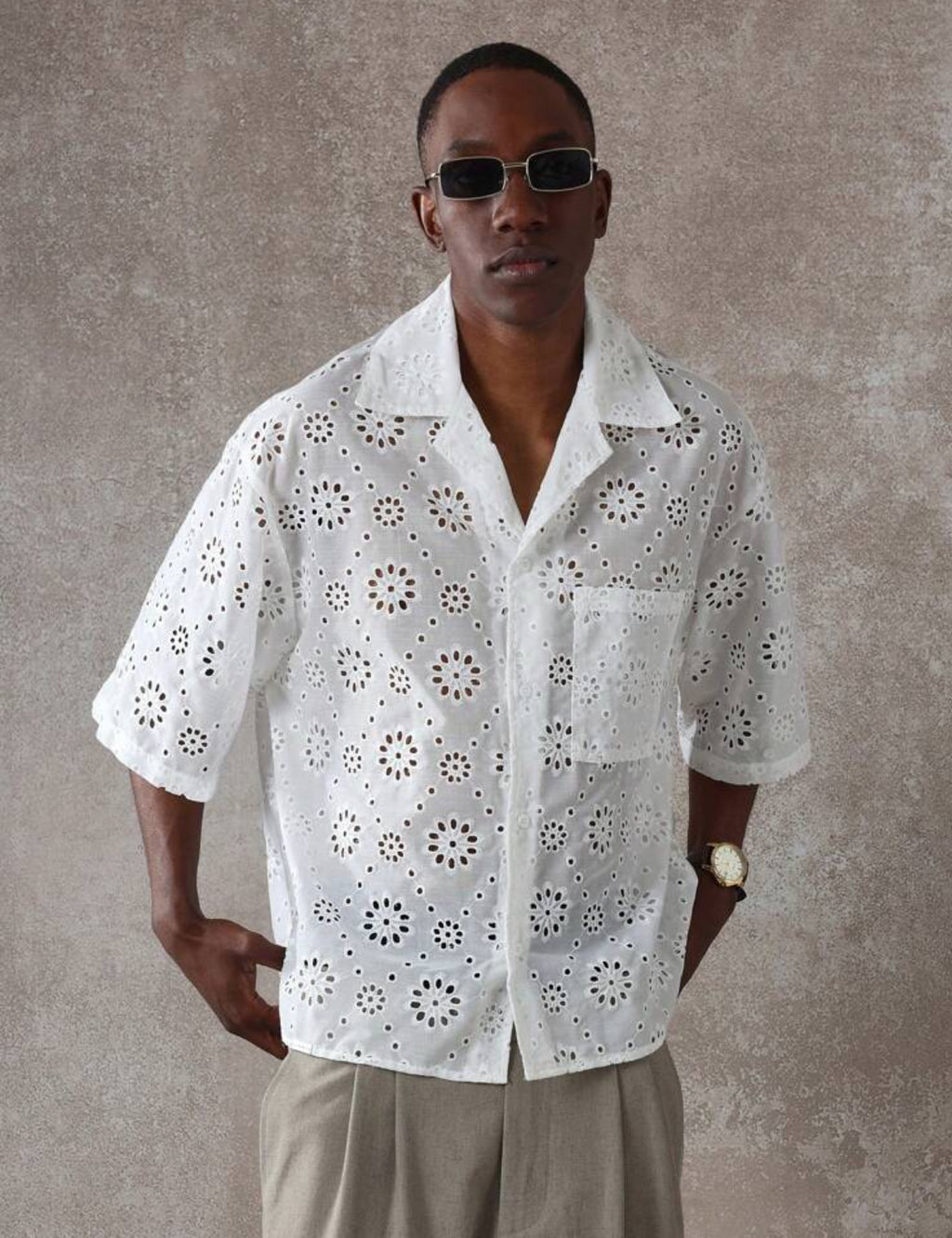 Premium Textured oversized shirt in white