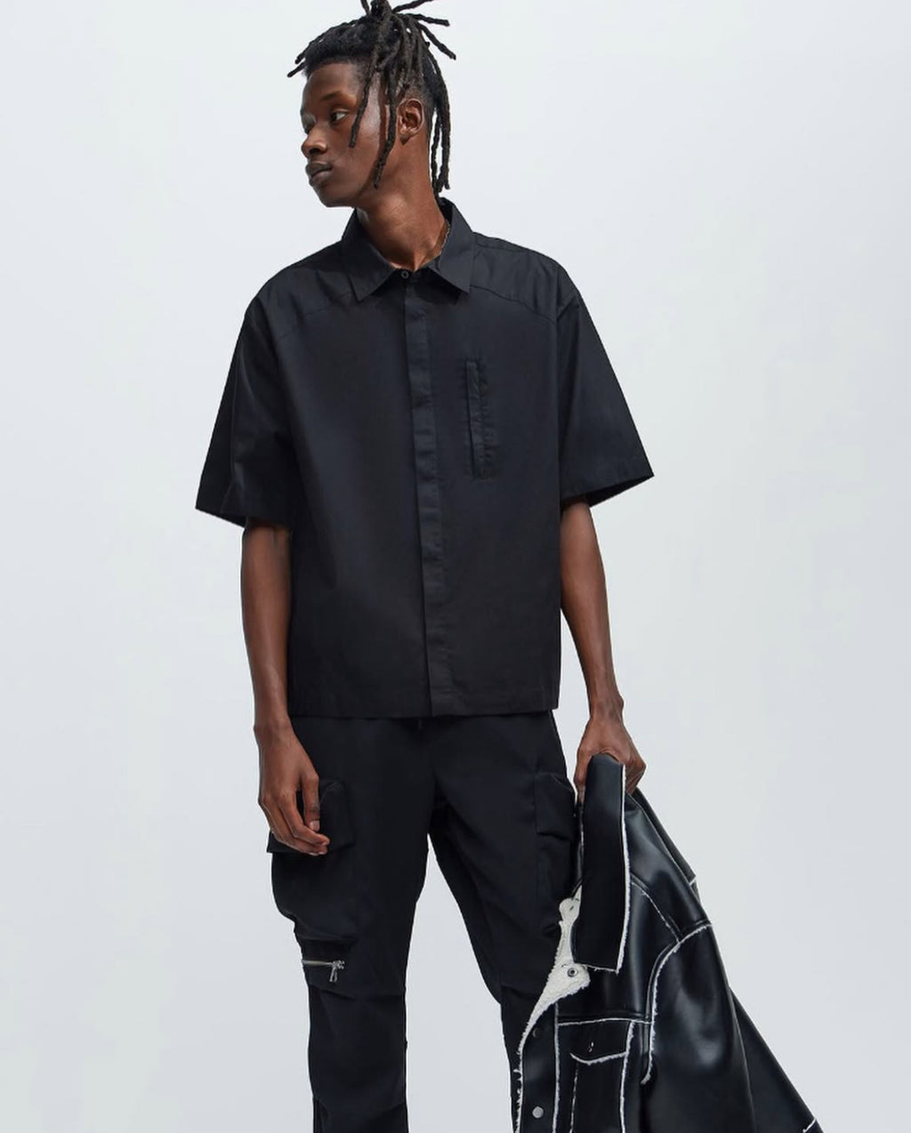 Premium Short Sleeve Shirt with Pocket in Black