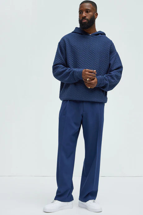 Textured hoodie in blue