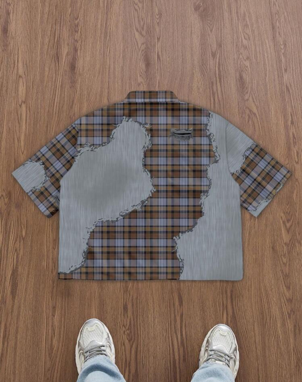 Shirt with intricate design in checked brown