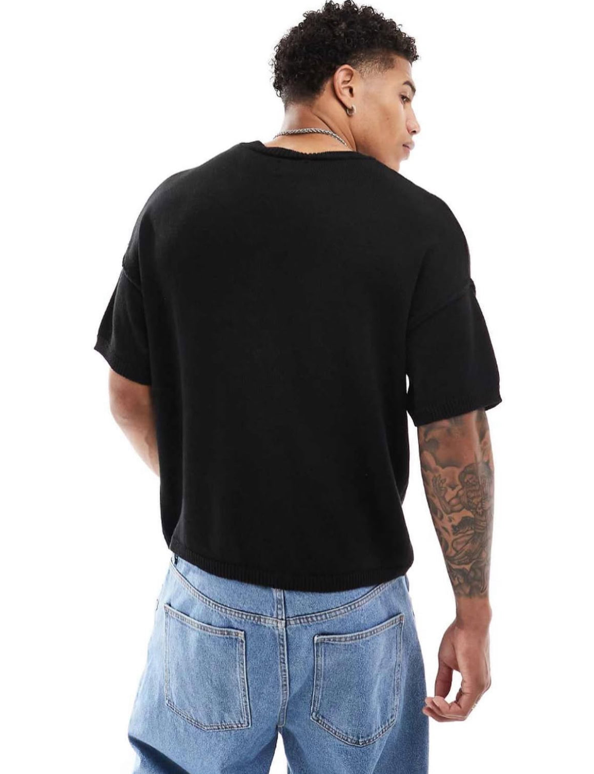 Knitted T-Shirt in Black