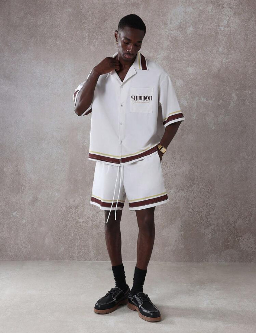 Premium Summer Shirt and Shorts 2 Piece in White