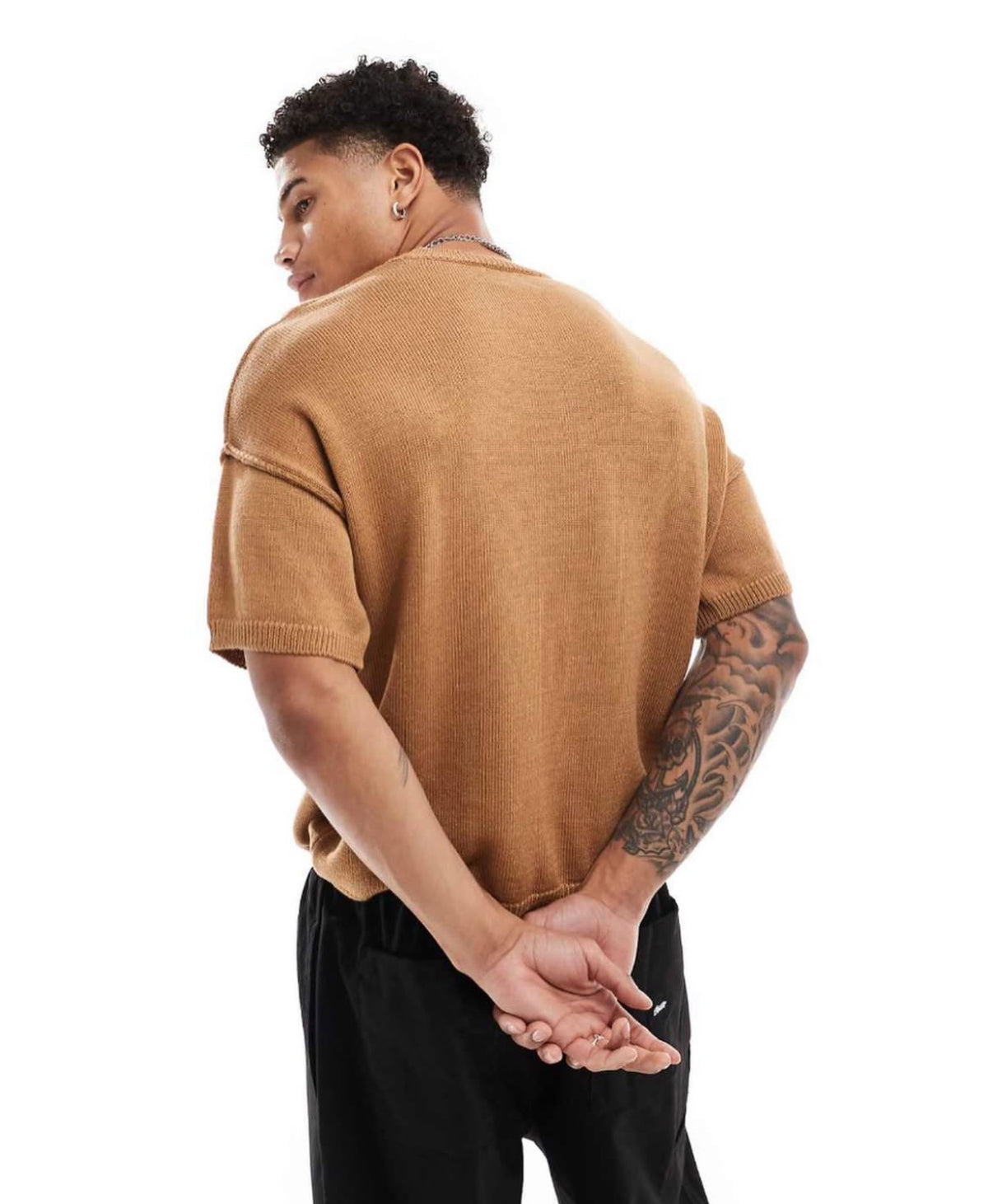 Knitted T-Shirt in Brown