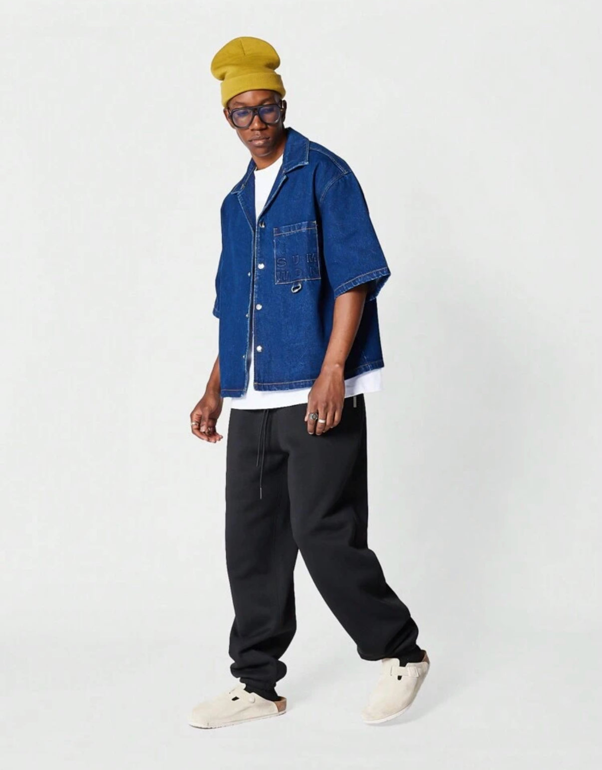 Denim revere shirt in blue