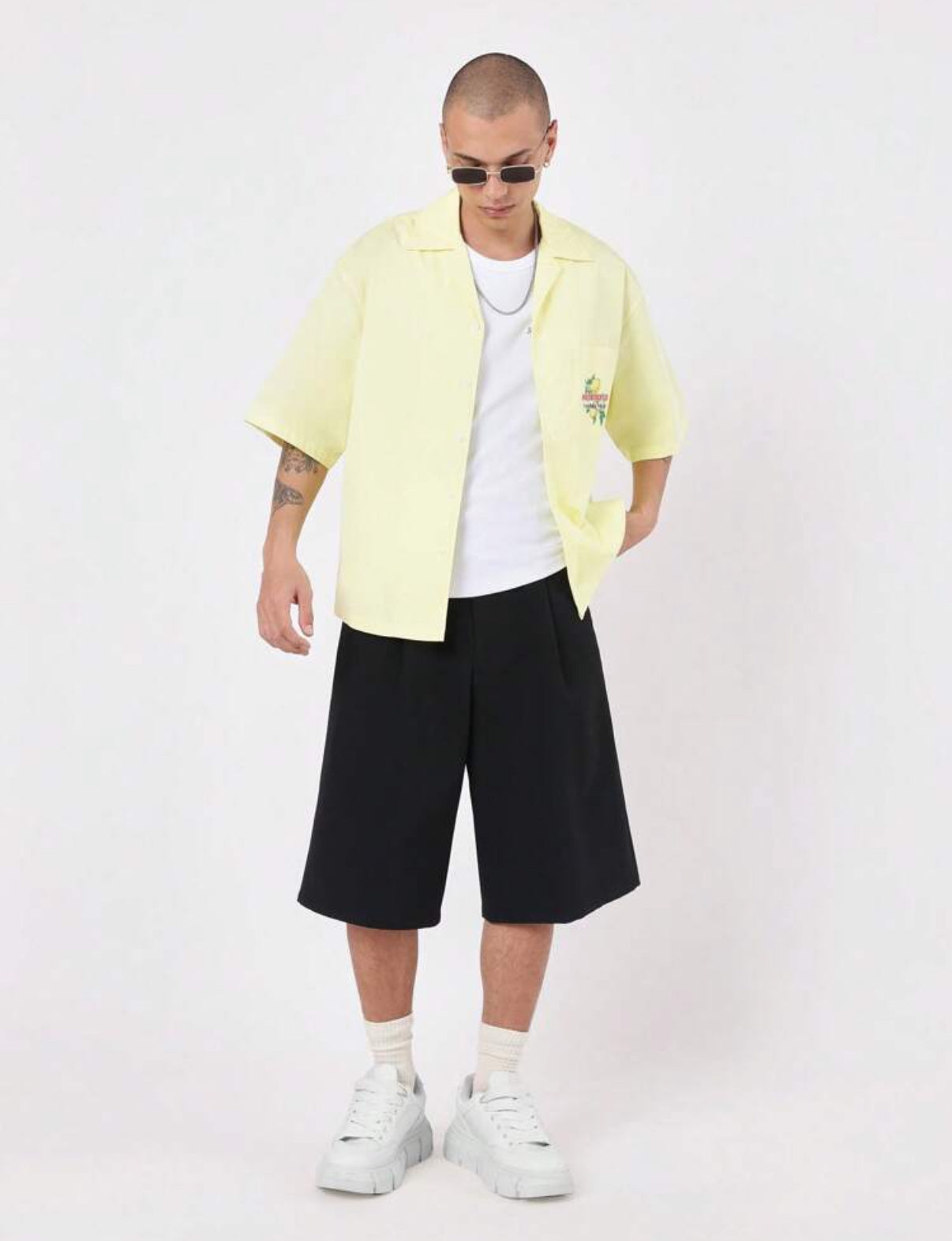 Beach Resort Boxy Shirt with back print in bright yellow