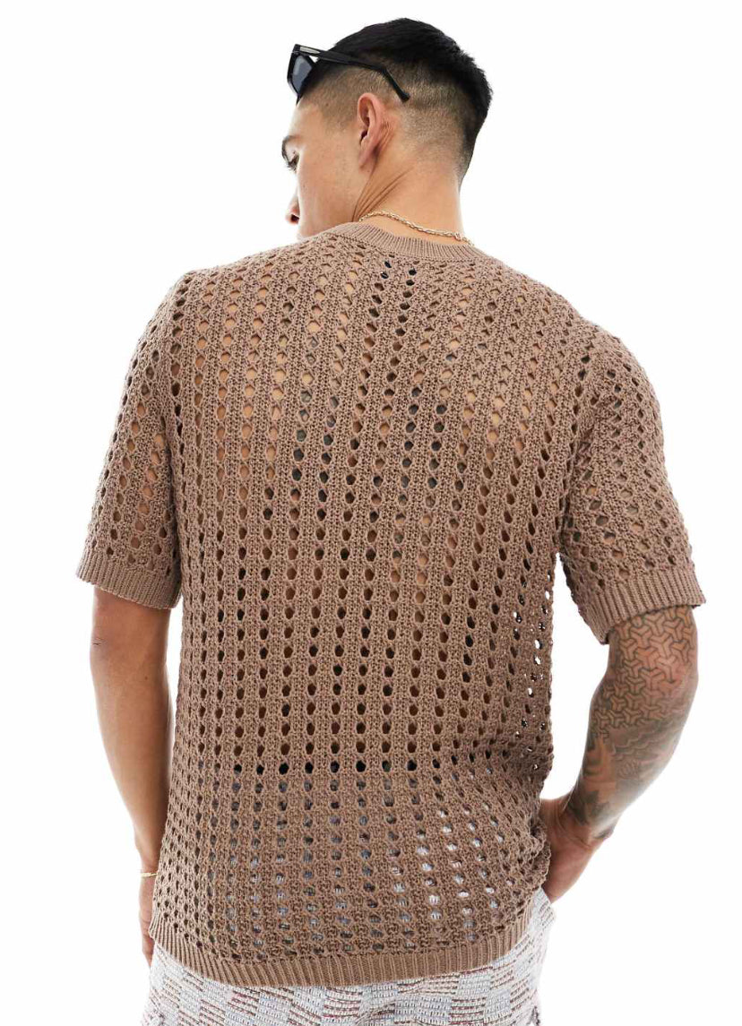 Knited T-shirt in Brown