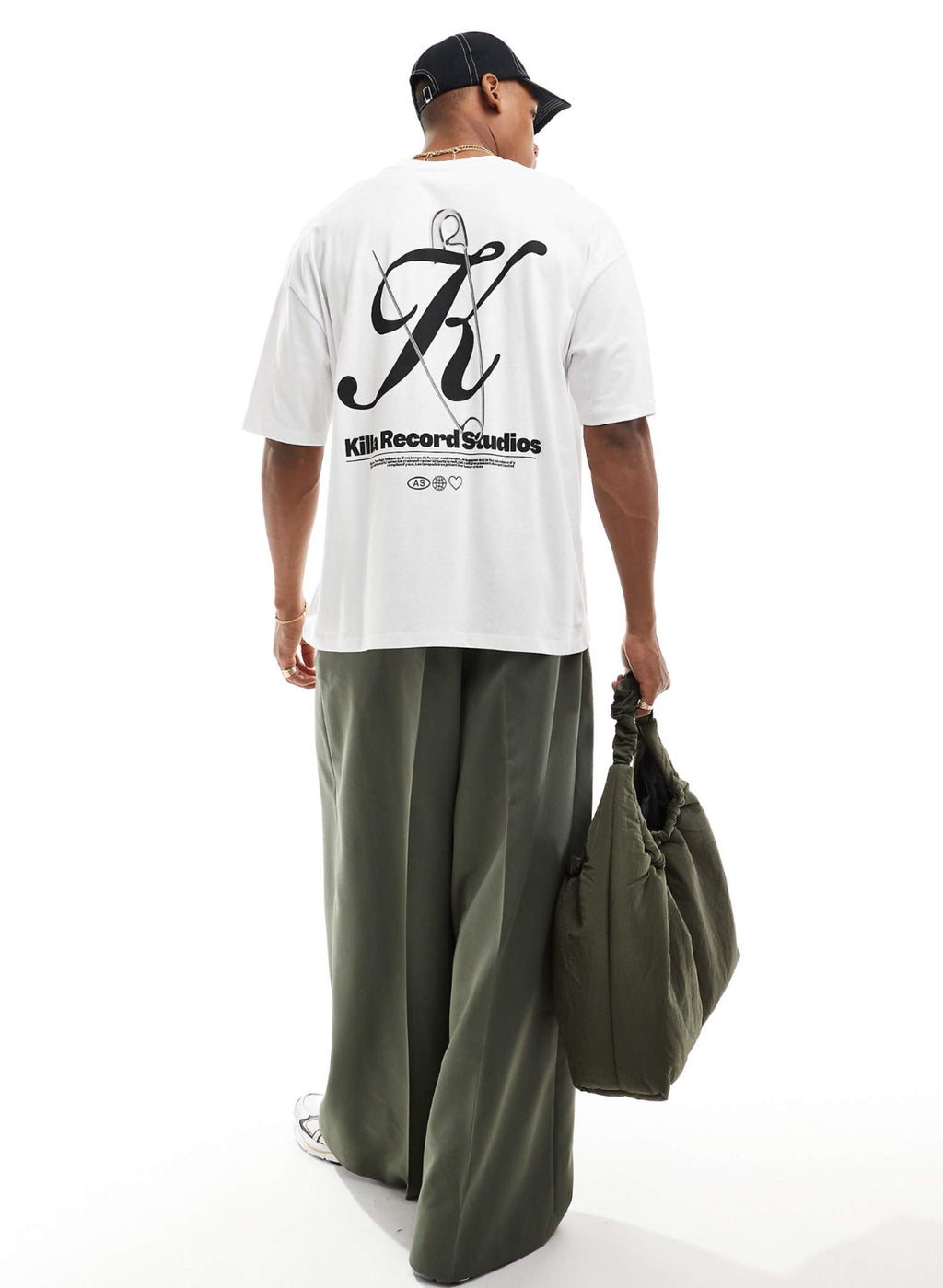 Oversized T-shirt with Back print in White