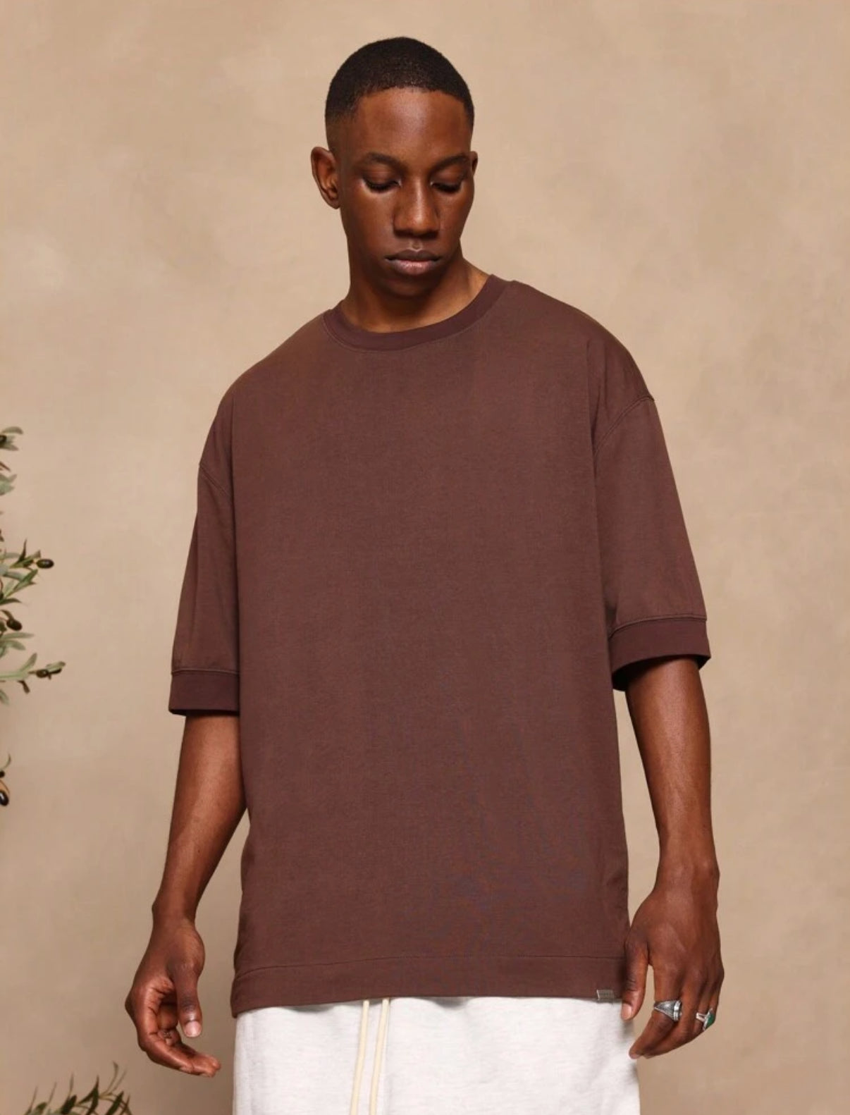 Oversized heavy t-shirt in brown