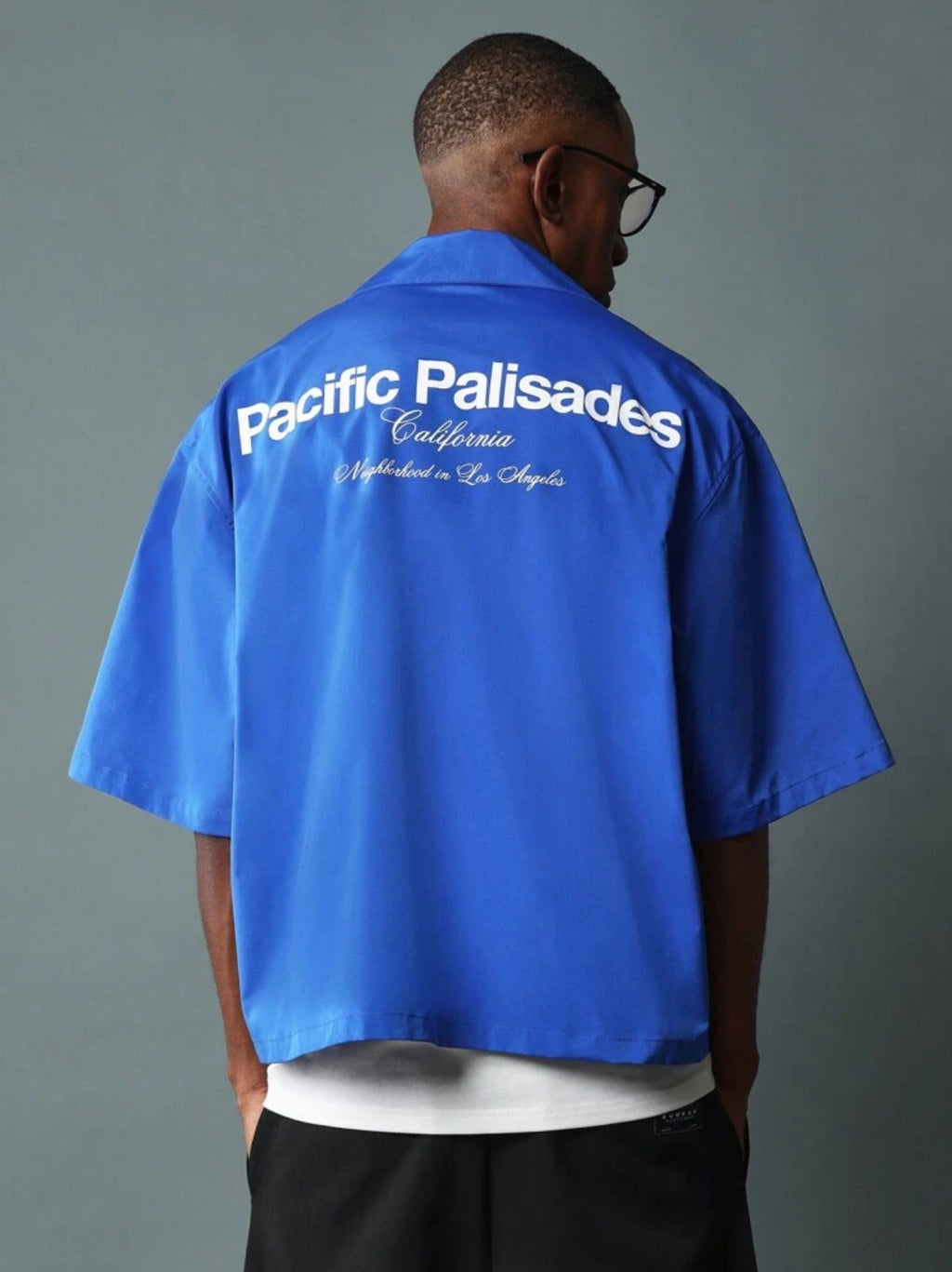 Boxy Fit Shirt with Back Print in Blue