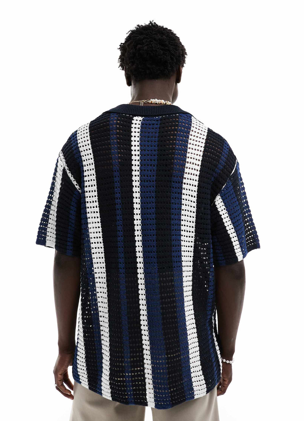 Knitted Stripped Shirt in Stripped Blue