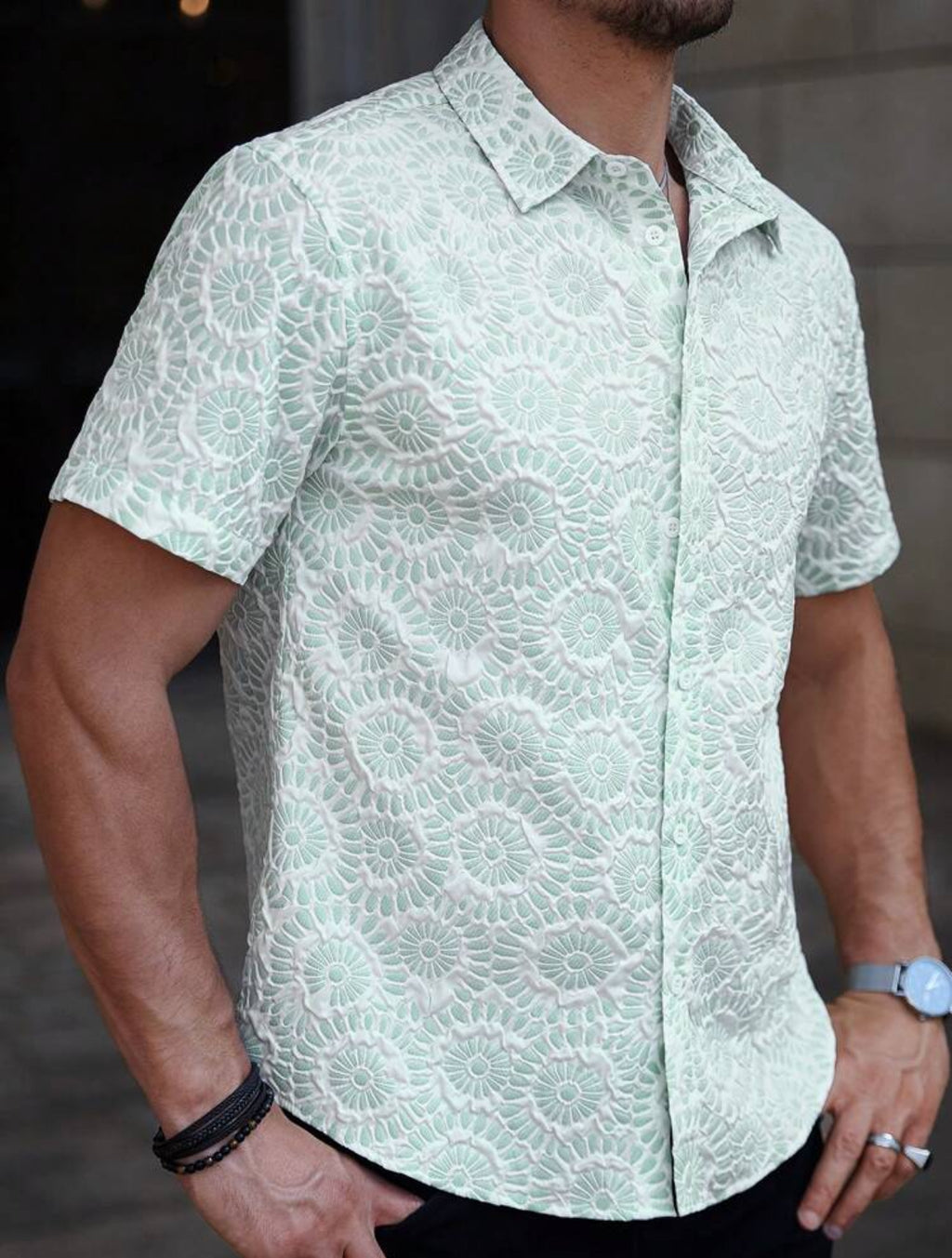 Floral shirt in green