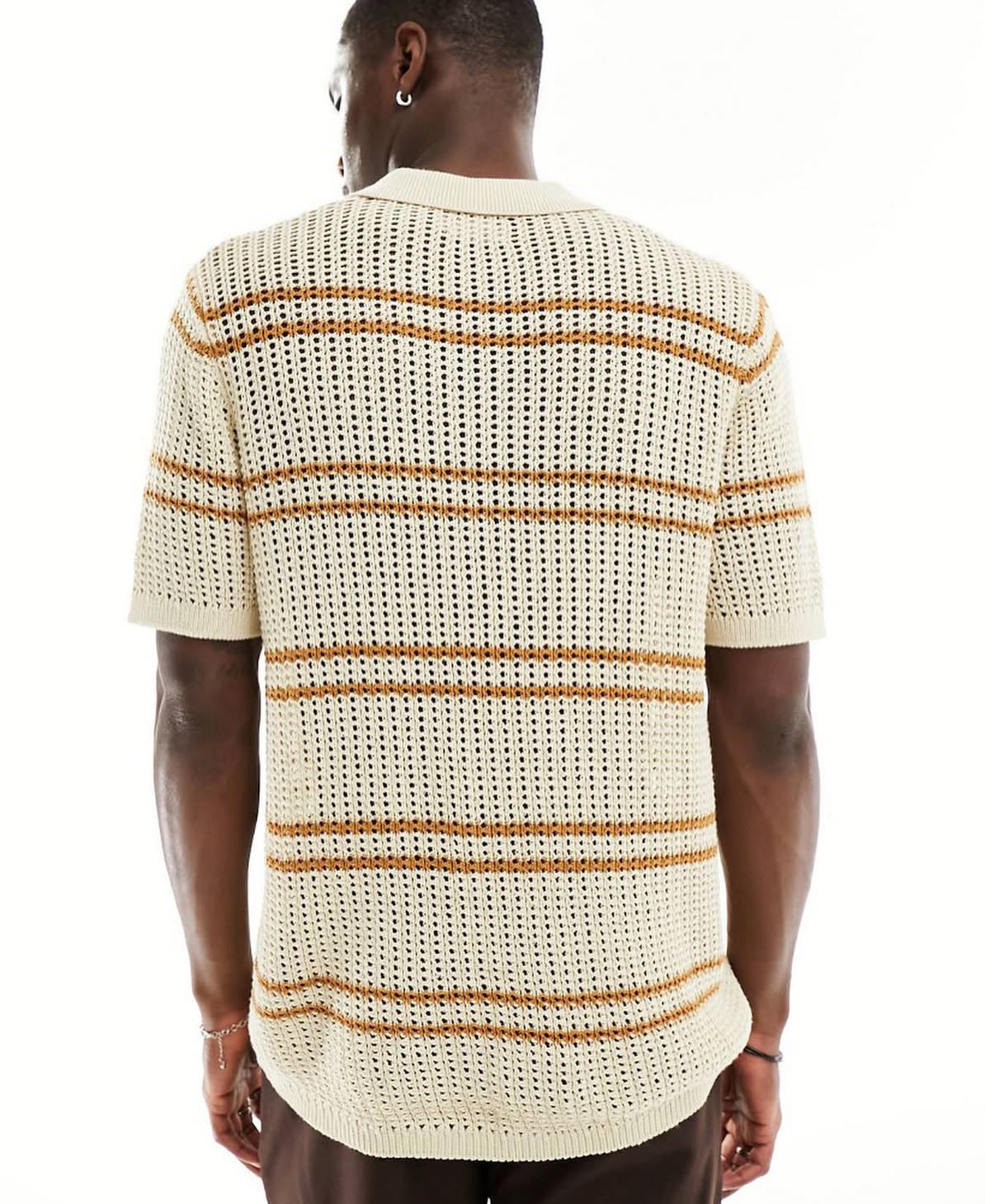 Knitted button up Shirt in Beige